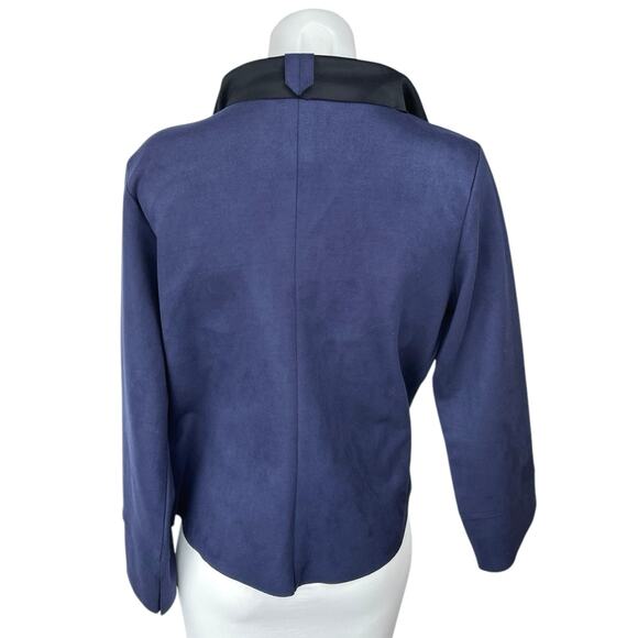 Rareism Cinnamon Blue Long Sleeve Shawl Neck Open Front Blazer Coat Jacket Sz M - Picture 2 of 4